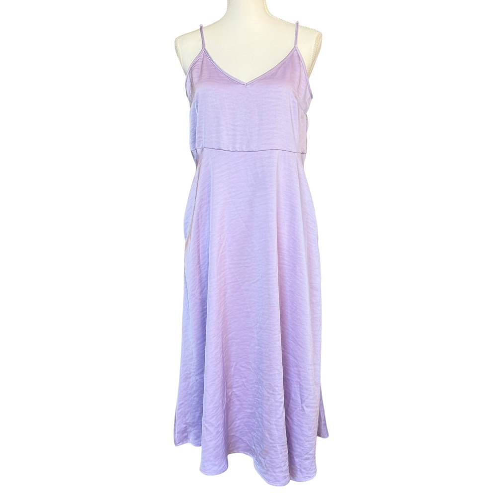 Daily Practice Anthropologie Lavender Purple Slip Midi‎ Dress Pockets Size M